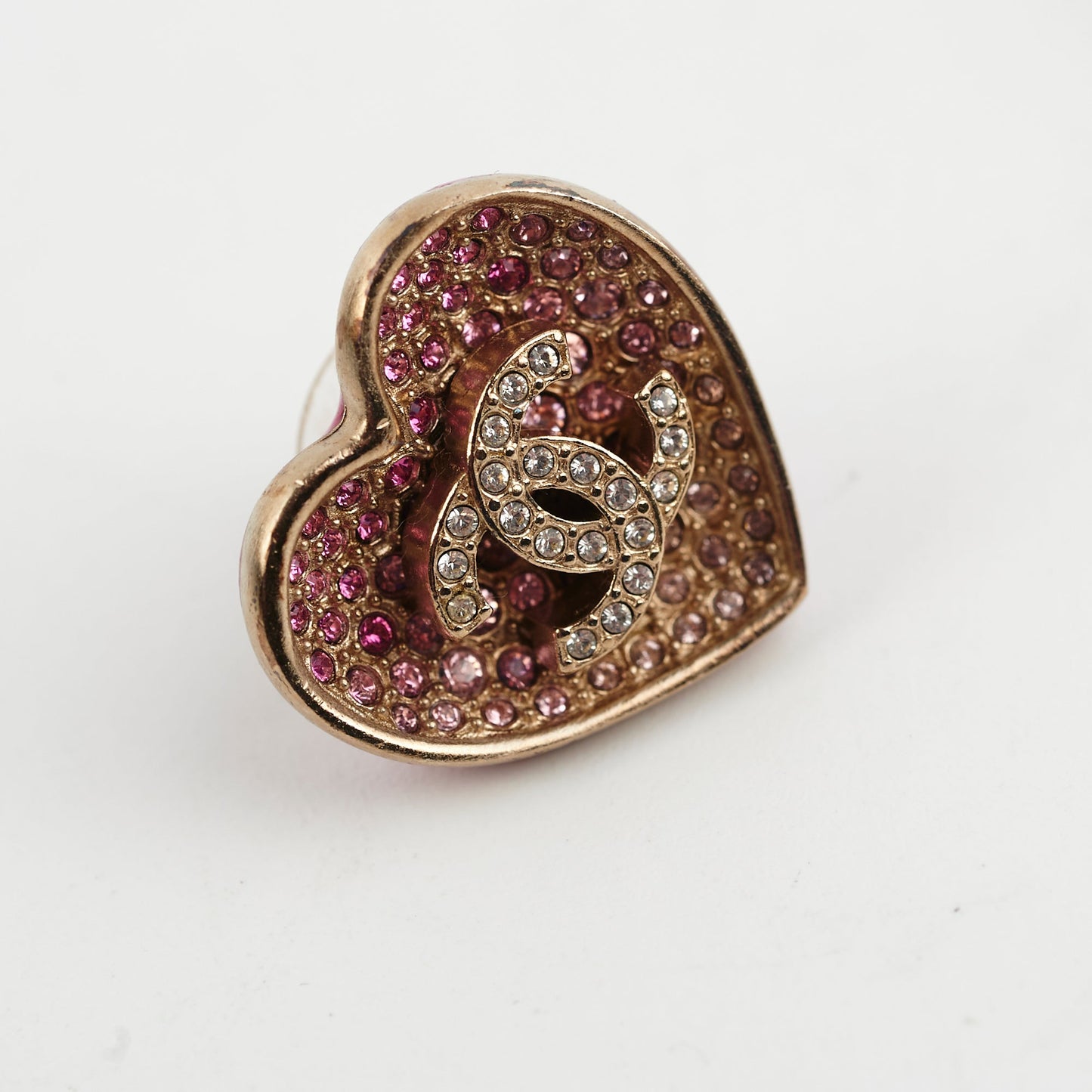 Chanel Pink Heart Logo Earrings Custome Jewellery