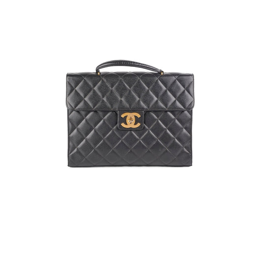 Chanel Vintage Caviar Briefcase Black