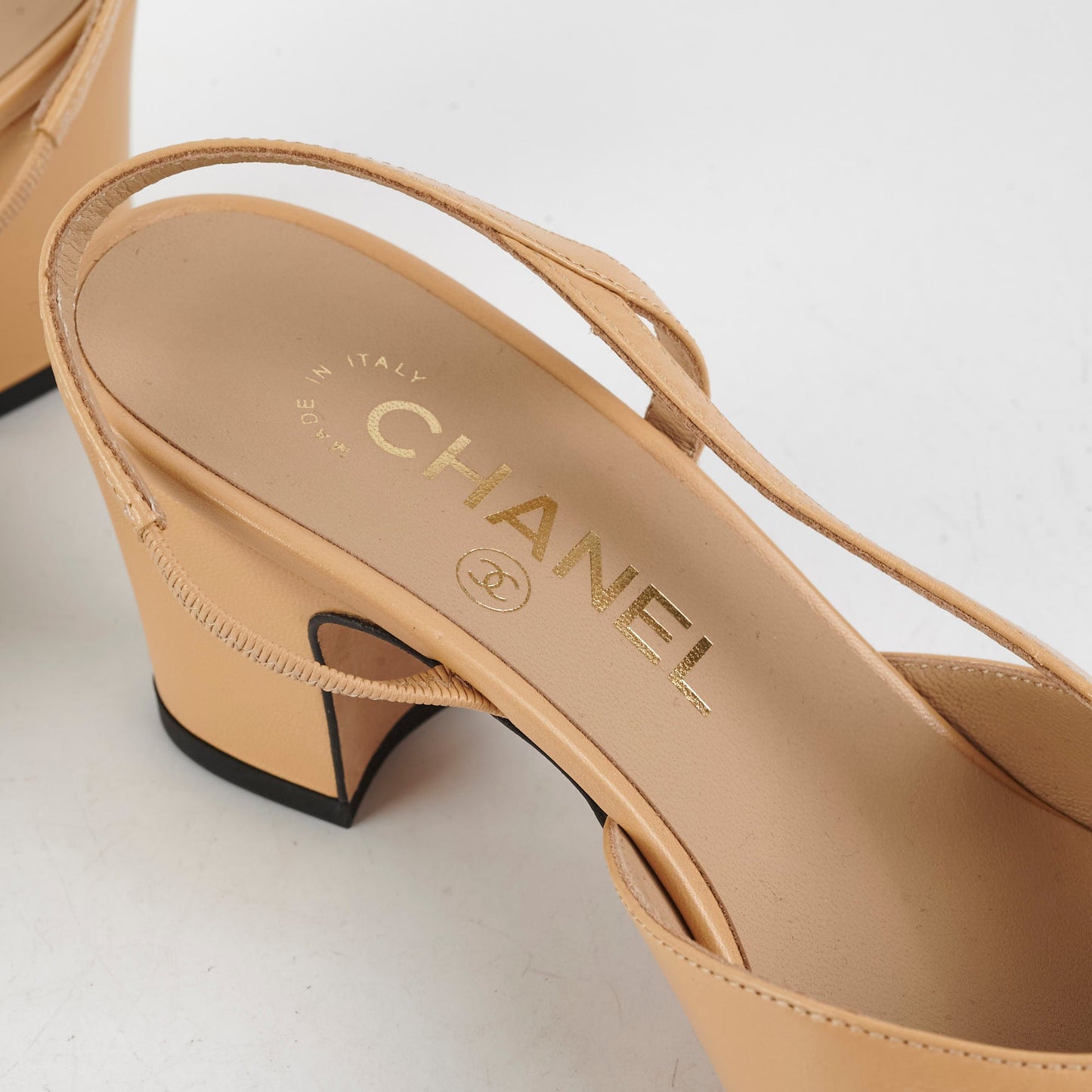 Chanel Beige Slingback Heels Size 36