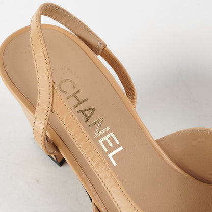 Chanel Beige Slingback Heels Size 36