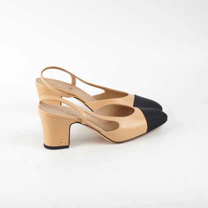Chanel Beige Slingback Heels Size 36