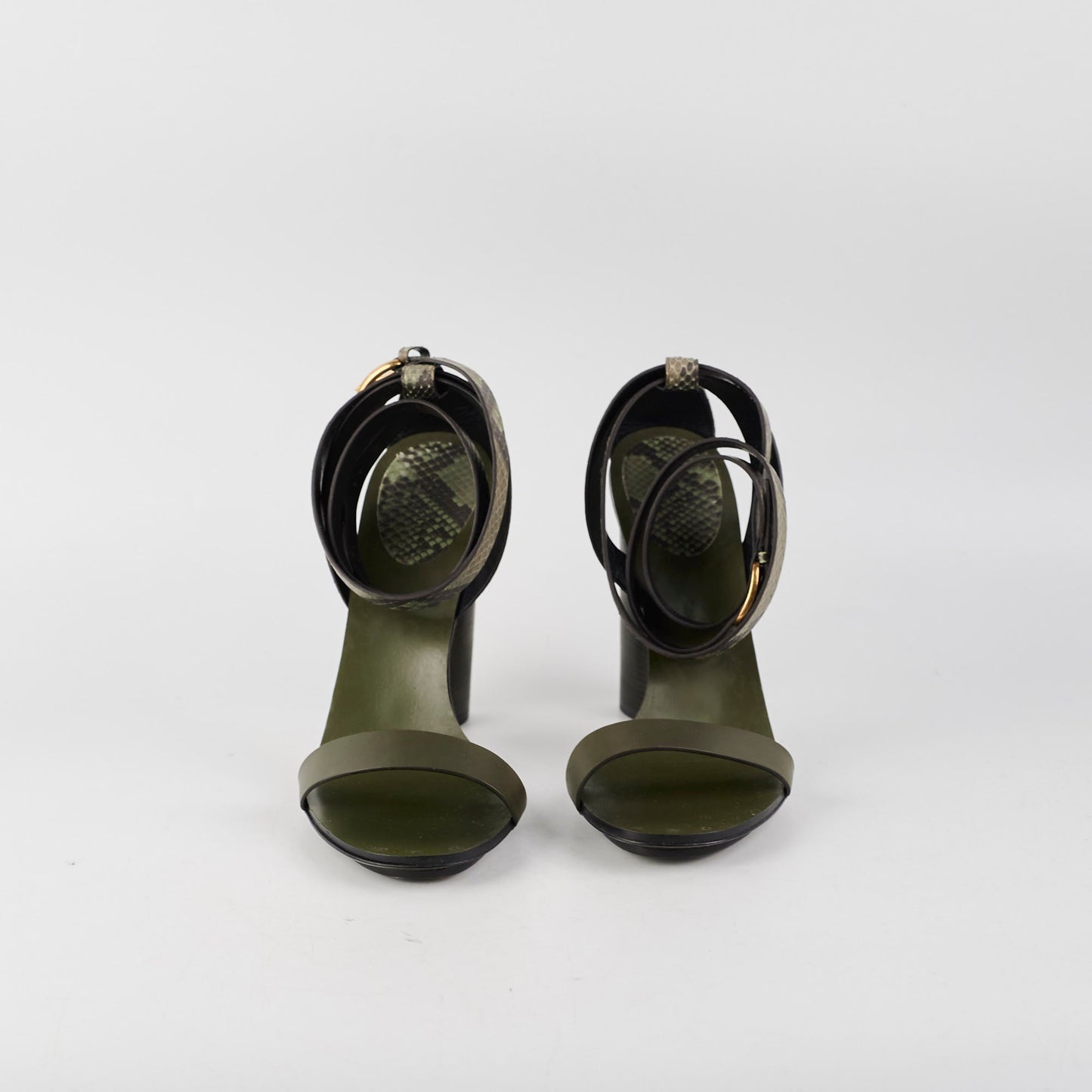 Gucci Snakeskin Strap Heels Green Size 41