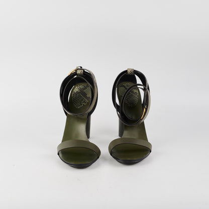 Gucci Snakeskin Strap Heels Green Size 41
