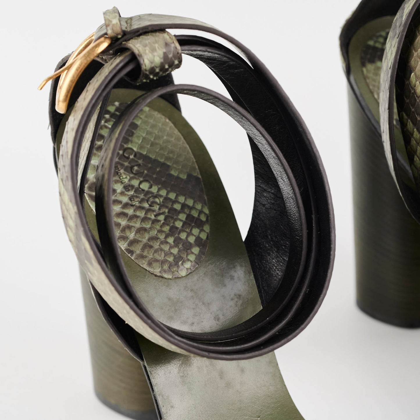 Gucci Snakeskin Strap Heels Green Size 41