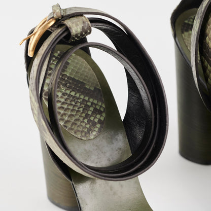 Gucci Snakeskin Strap Heels Green Size 41