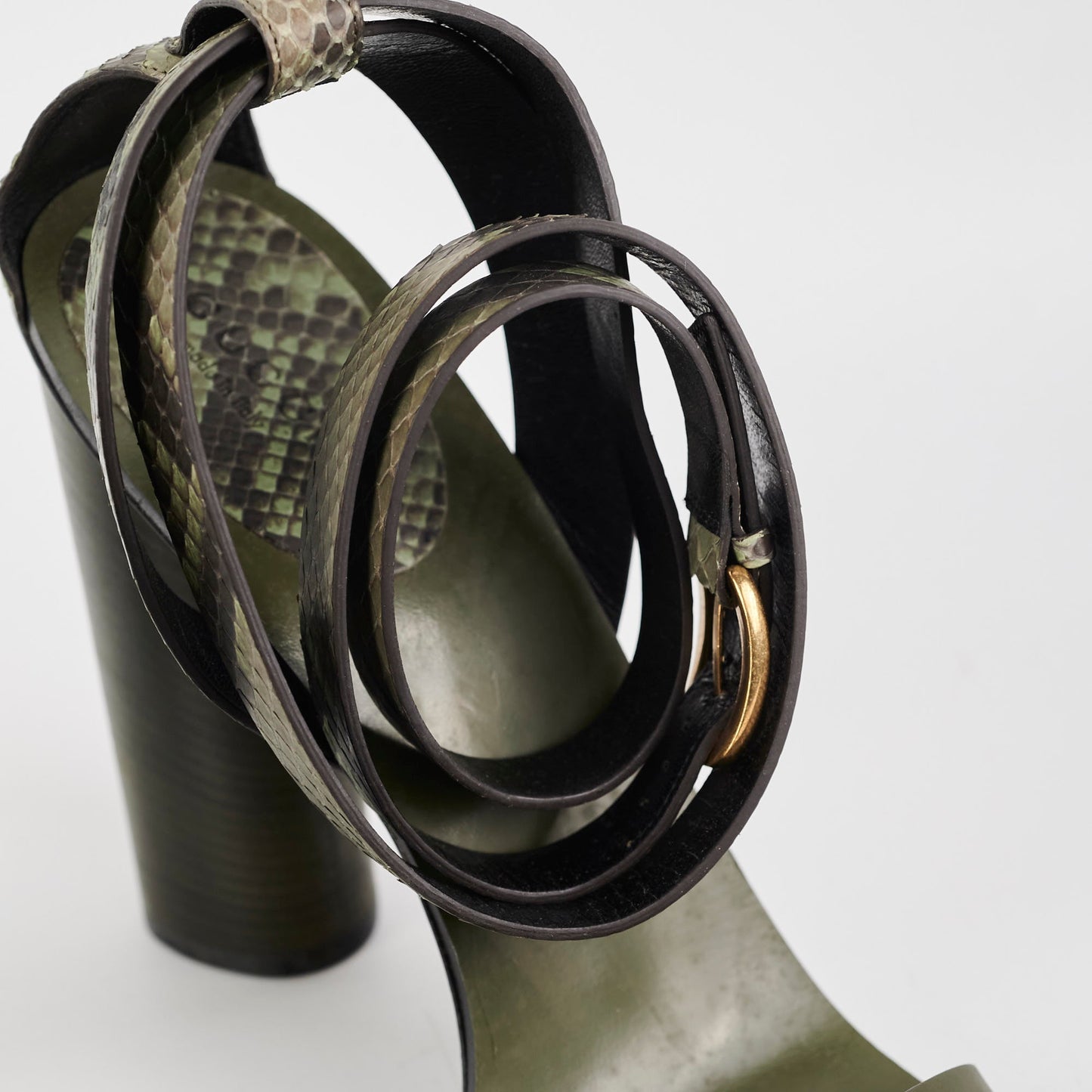 Gucci Snakeskin Strap Heels Green Size 41