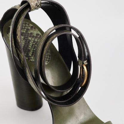 Gucci Snakeskin Strap Heels Green Size 41