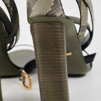 Gucci Snakeskin Strap Heels Green Size 41