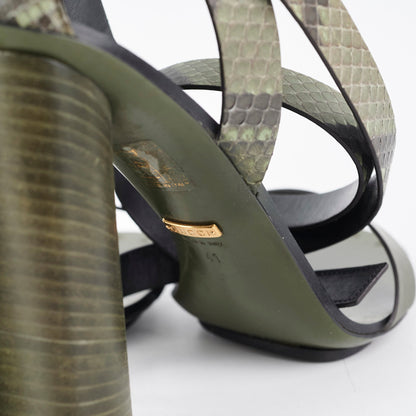 Gucci Snakeskin Strap Heels Green Size 41