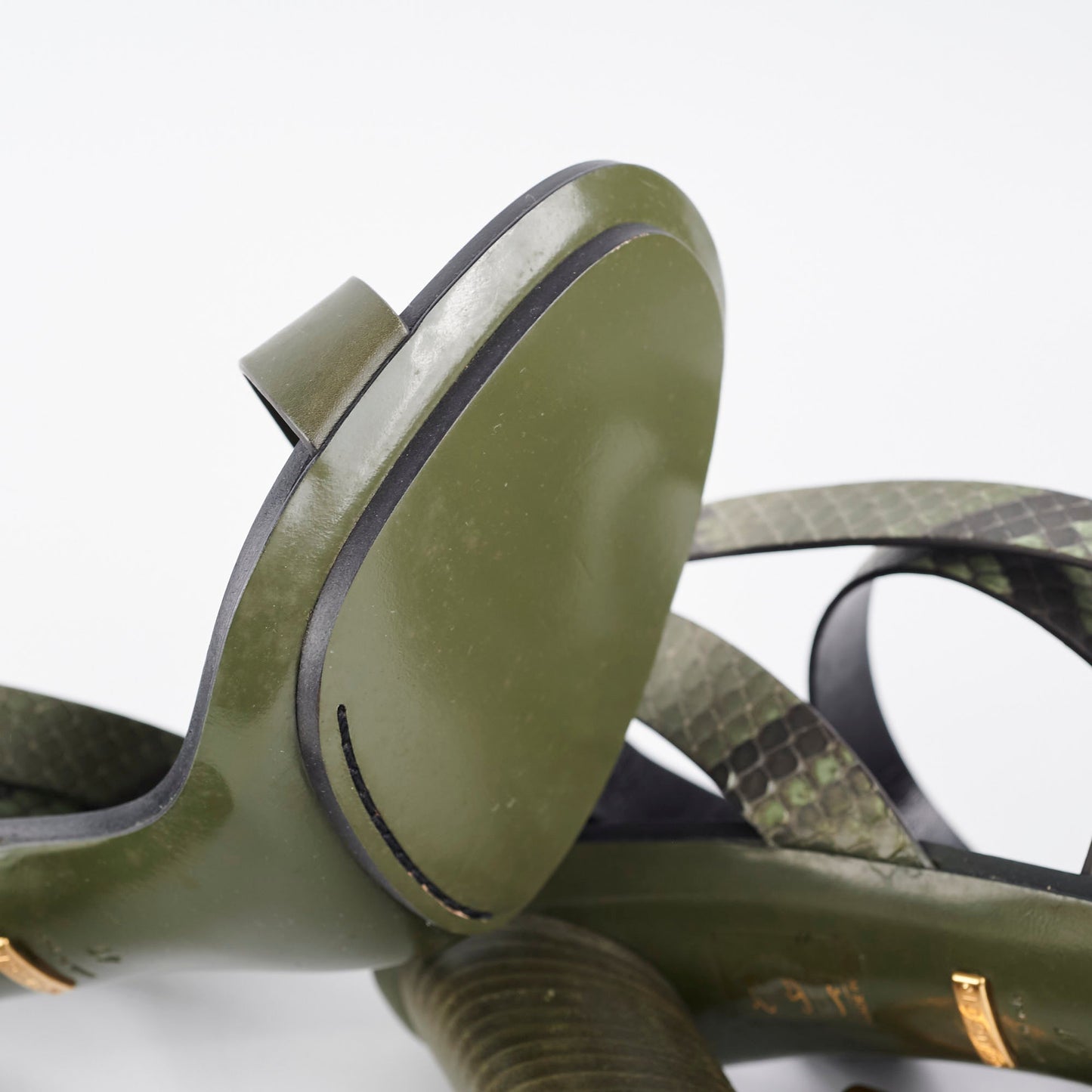 Gucci Snakeskin Strap Heels Green Size 41