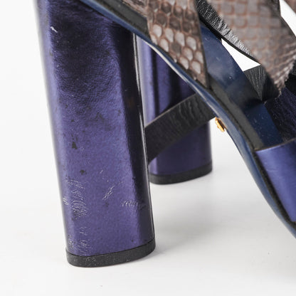 Gucci Snakeskin Ankle Strap Heels Blue Size 41