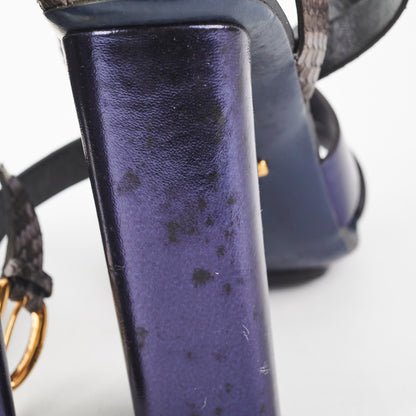 Gucci Snakeskin Ankle Strap Heels Blue Size 41