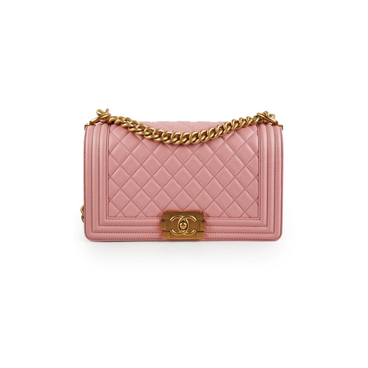 Chanel Old Medium Boy Pink Lambskin