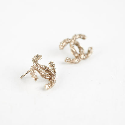 Chanel Coco Logo Bronze Rhinestone Earrings