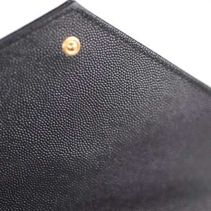 Saint Laurent Grained Leather Black Clutch Wristlet