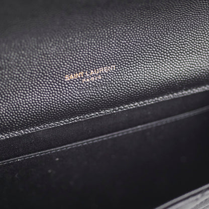 Saint Laurent Grained Leather Black Clutch Wristlet