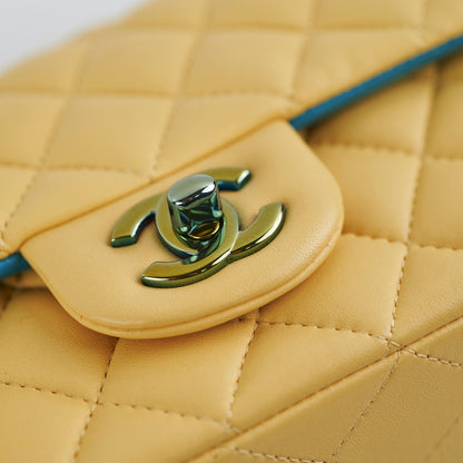 Chanel 21P Mini Rectangular Lambskin Flap Yellow/Blue