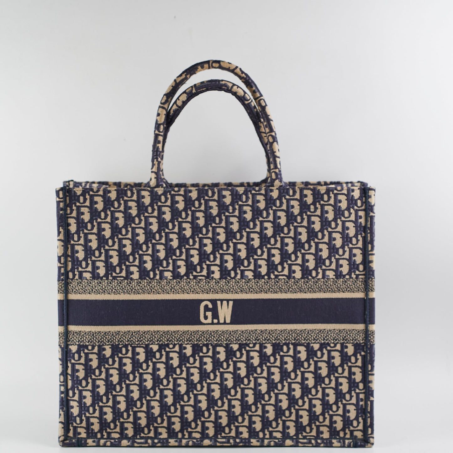 Christian Dior Oblique Book Tote Navy (GW Initials)