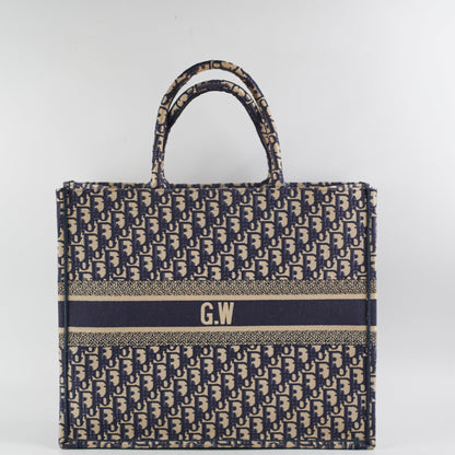 Christian Dior Oblique Book Tote Navy (GW Initials)