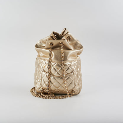 Chanel Metallic Quilted Small Backpack Gold