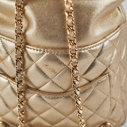 Chanel Metallic Quilted Small Backpack Gold