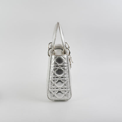 Christian Dior Lady Dior Small Metallic Silver