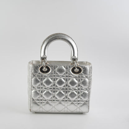 Christian Dior Lady Dior Small Metallic Silver