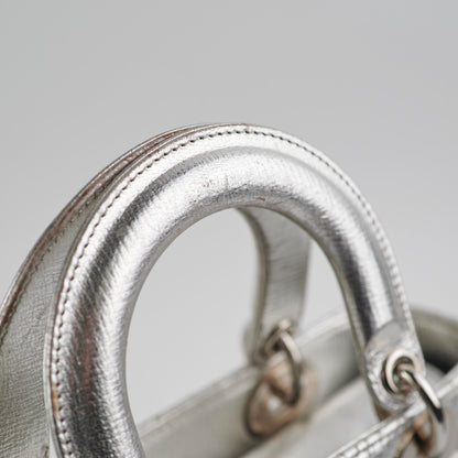 Christian Dior Lady Dior Small Metallic Silver