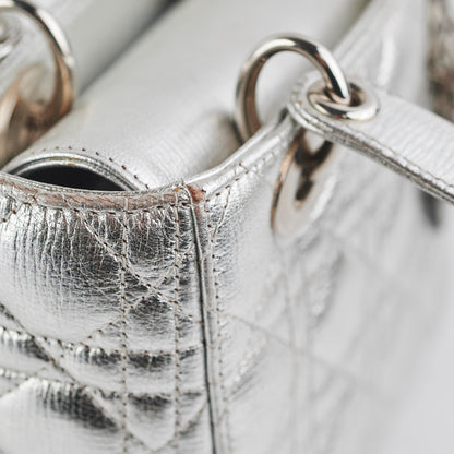 Christian Dior Lady Dior Small Metallic Silver