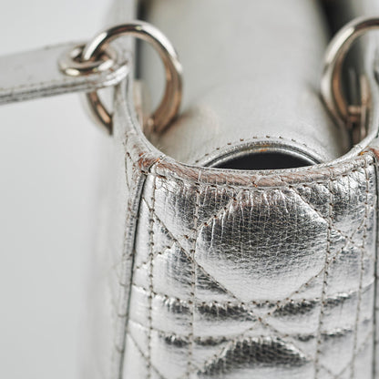 Christian Dior Lady Dior Small Metallic Silver