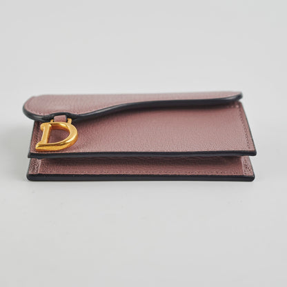 Christian Dior Saddle Bloom Card Holder Pink