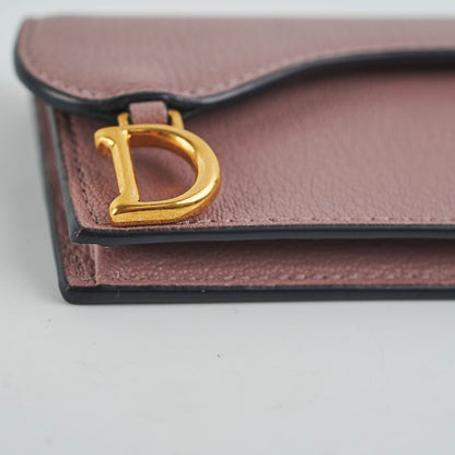 Christian Dior Saddle Bloom Card Holder Pink
