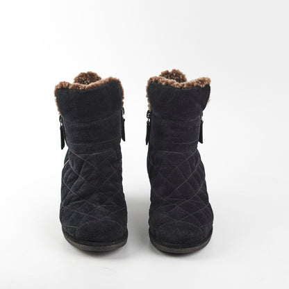 Chanel Suede Black Boots Size 35.5