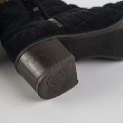 Chanel Suede Black Boots Size 35.5