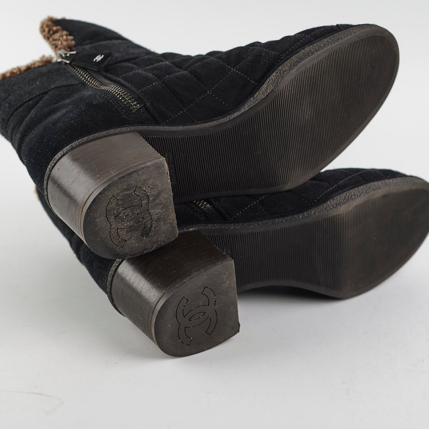 Chanel Suede Black Boots Size 35.5