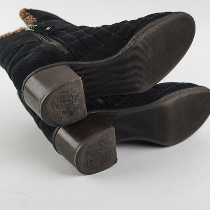 Chanel Suede Black Boots Size 35.5