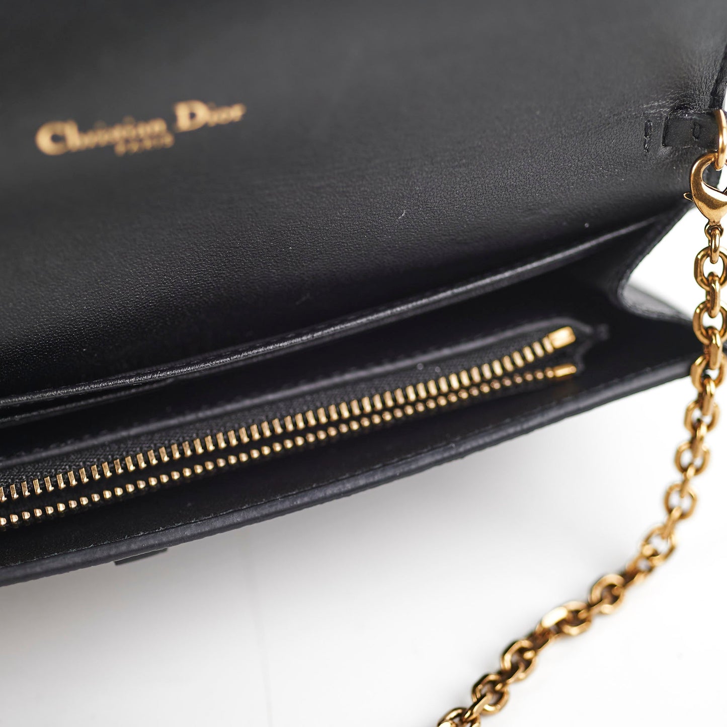 Christian Dior Saddle Wallet with Chain Black