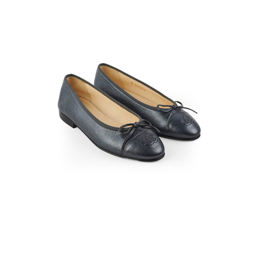 Chanel Ballet Flap Metallic Blue Size 34.5