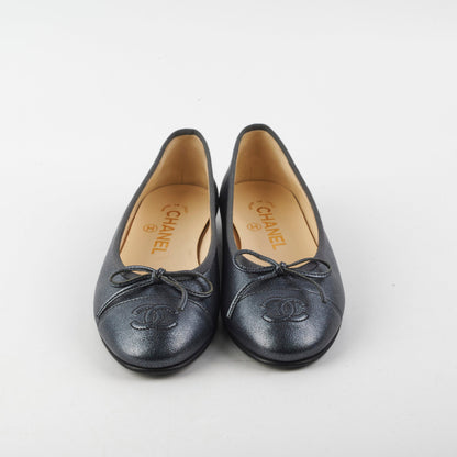 Chanel Ballet Flap Metallic Blue Size 34.5
