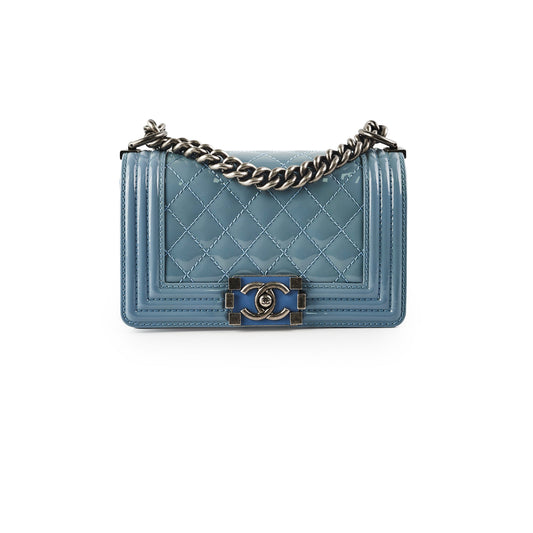 Chanel Small Boy Patent Blue