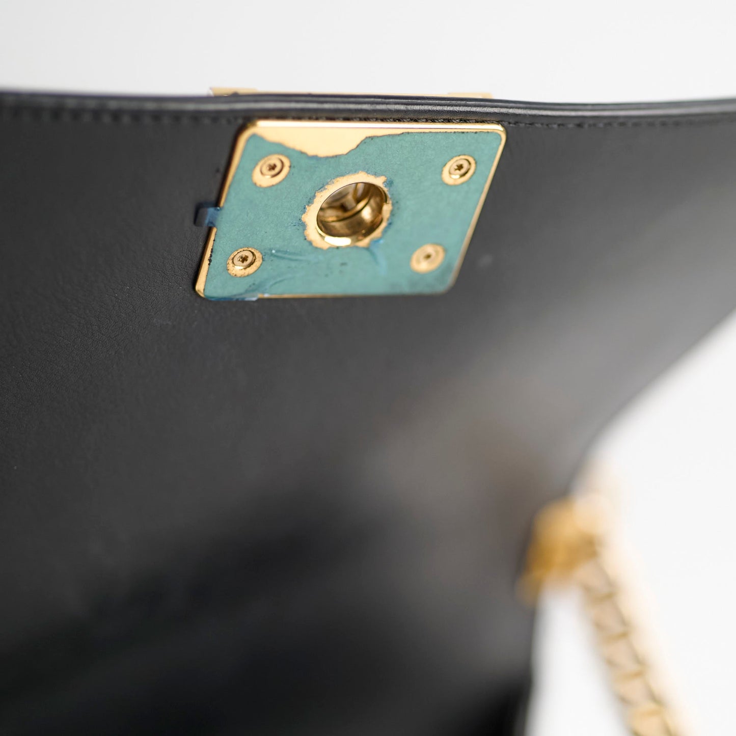 Chanel Old Medium Boy Bag Black Patent