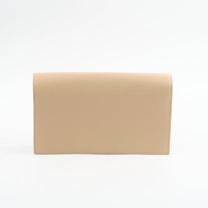 Saint Laurent Beige Clutch Grained Calfskin