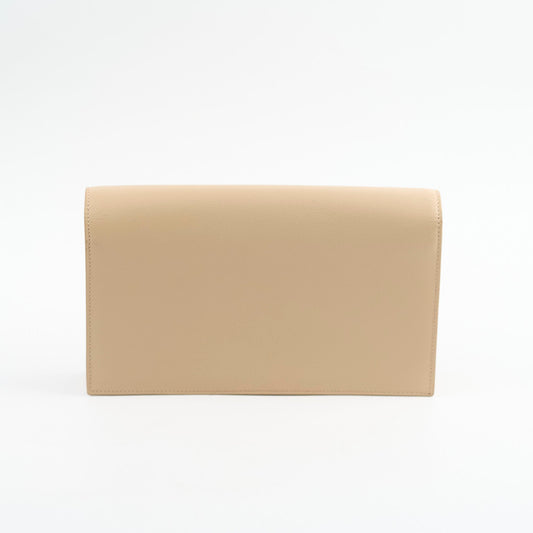 Saint Laurent Beige Clutch Grained Calfskin