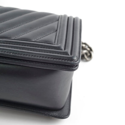 Chanel Old Medium Boy Chevron Lambskin Black