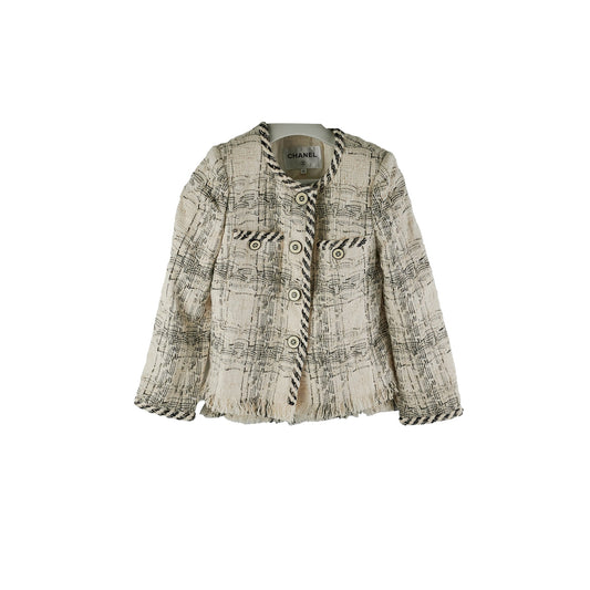 Chanel White Tweed Jacket Size 34