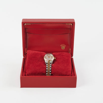 ITEM 23 - Rolex Datejust 26mm Mother of pearl ruby Two Tone Watch