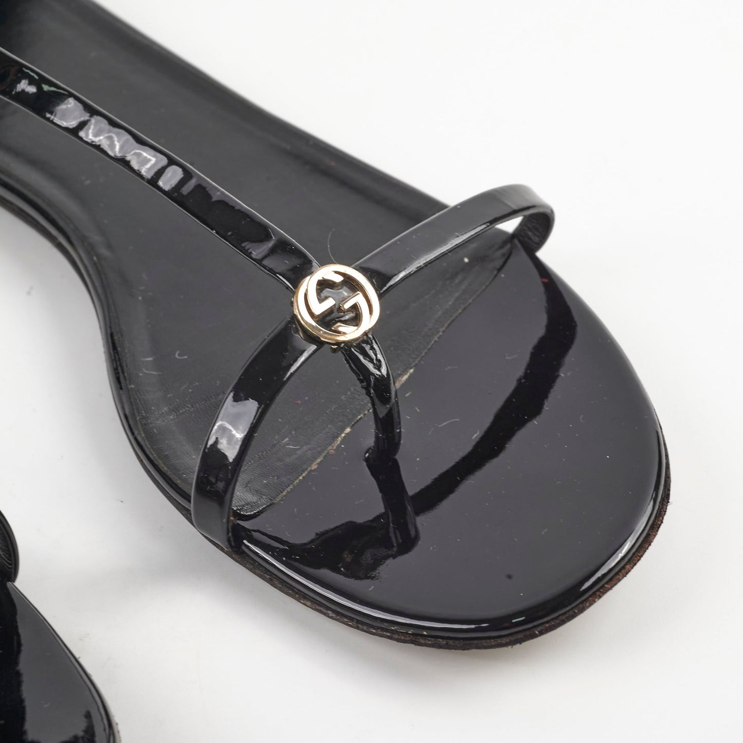 Gucci Patent Black Flats 38