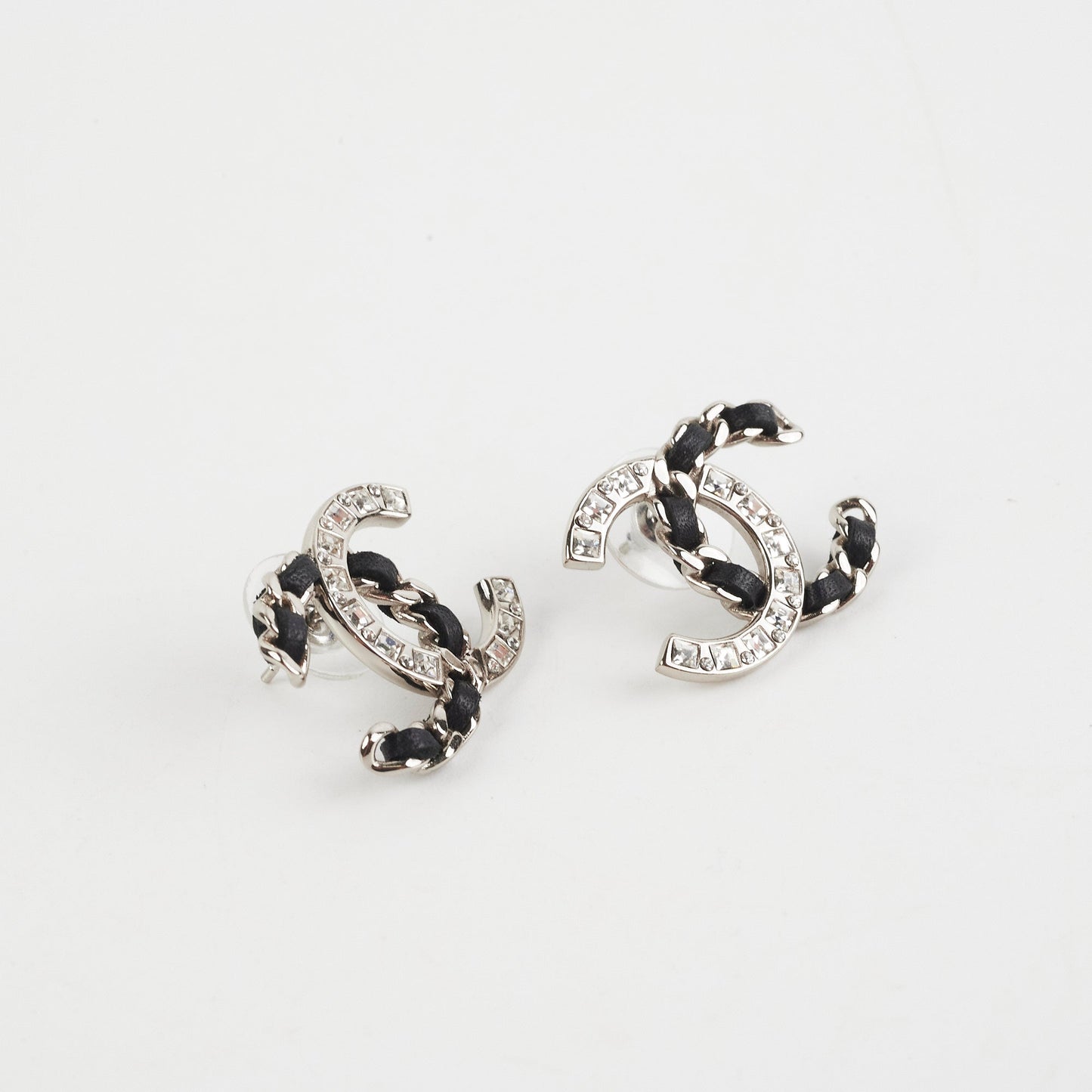 Chanel CC Logo Crystal Earrings