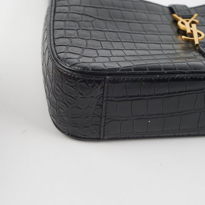 ITEM 9 - Saint Laurent Le5 a 7 croc Embossed Black