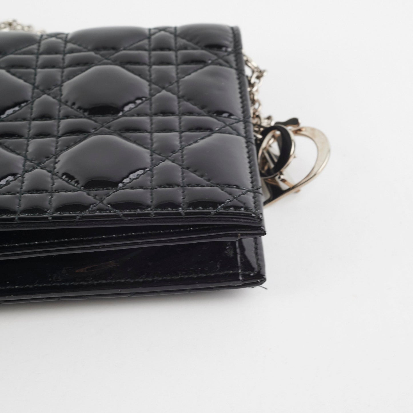 Christian Dior Patent Black Clutch On Chain